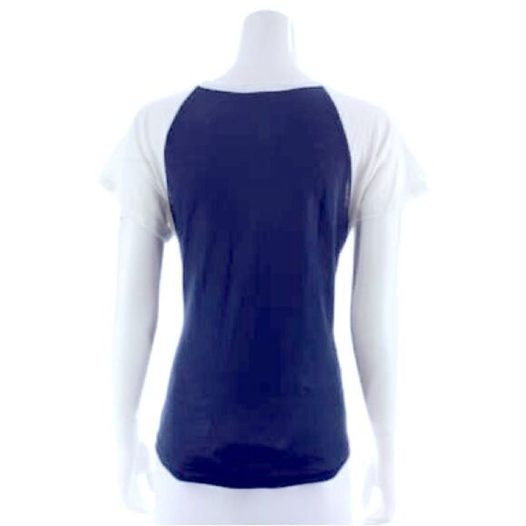 J. Crew Blue Short Sleeve Two Toned Raglan Baseball Tee Shirt - Picture 3 of 11